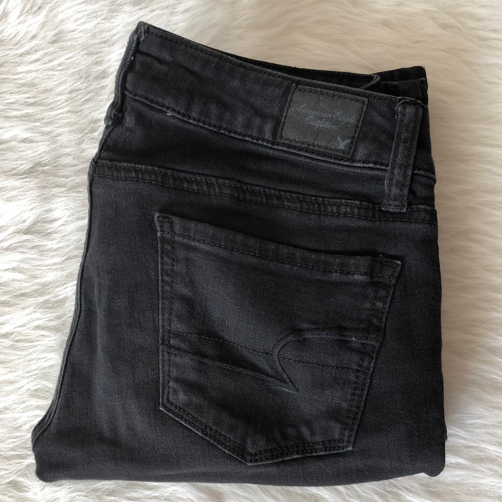 AE super stretch black skinny jeans size 0 Short